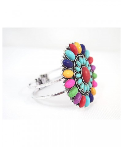 Southwestern Bohemian Multicolor Howlite Stone Squash Blossom Hinge Bracelet $14.76 Bracelets