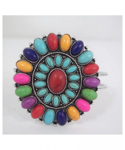 Southwestern Bohemian Multicolor Howlite Stone Squash Blossom Hinge Bracelet $14.76 Bracelets