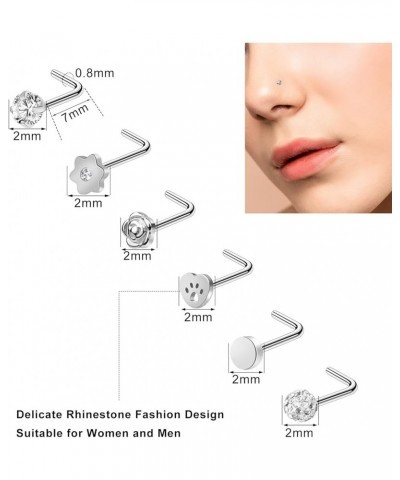 27-60 Pcs Nose Rings for Women Nose Piercing Jewelry Silver Nose Rings Studs 20G Surgical Nose Rings Hoops Nose Rings L Shape...