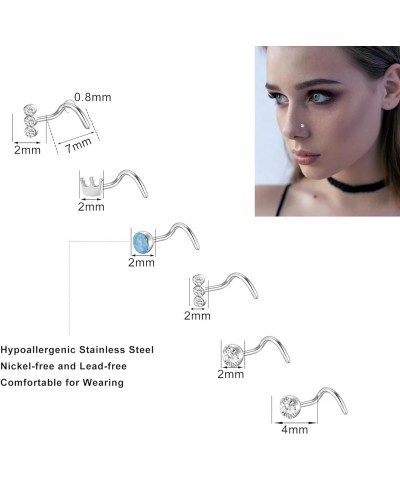 27-60 Pcs Nose Rings for Women Nose Piercing Jewelry Silver Nose Rings Studs 20G Surgical Nose Rings Hoops Nose Rings L Shape...