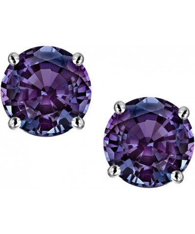 Solid 14K Gold 6mm Round Screw Back Stud Earrings Simulated Alexandrite Yellow Gold $136.49 Earrings