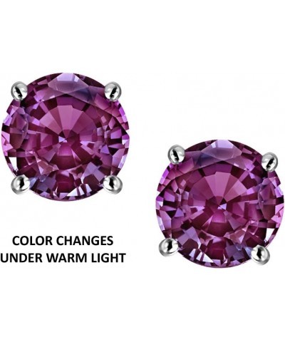 Solid 14K Gold 6mm Round Screw Back Stud Earrings Simulated Alexandrite Yellow Gold $136.49 Earrings