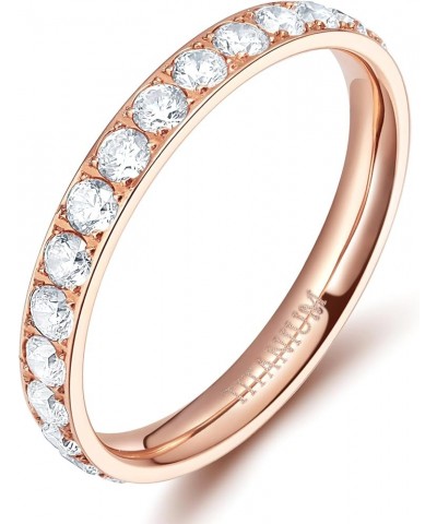 3mm Women Titanium Engagement Ring Cubic Zirconia Eternity Wedding Band Size 3 to 13.5 rose gold $11.01 Bracelets