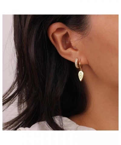 Small Gold Hoop Earrings Set for Women Diamond Pave Gold Earrings Set with Sterling Silver Post Hoops Set $10.79 Earrings