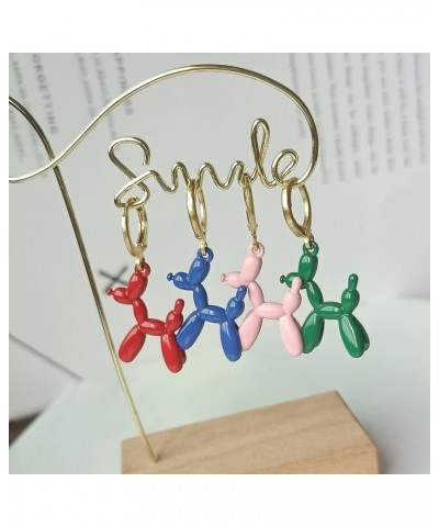 3D Cute Balloon Dog Pendant earring Animal Funny Charm Poodle Colorful earring Sleep without taking it off for Women Cartoon ...