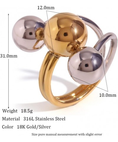 Cute Ball Statement Wrap Ring for Women Girls Gold Silver Round Balls Layered Expandable Open Stacking Finger Bands Rings Com...