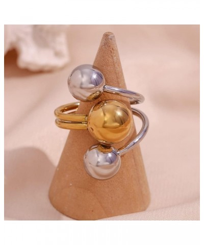 Cute Ball Statement Wrap Ring for Women Girls Gold Silver Round Balls Layered Expandable Open Stacking Finger Bands Rings Com...