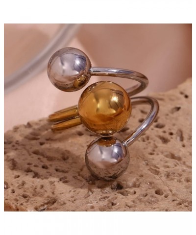 Cute Ball Statement Wrap Ring for Women Girls Gold Silver Round Balls Layered Expandable Open Stacking Finger Bands Rings Com...