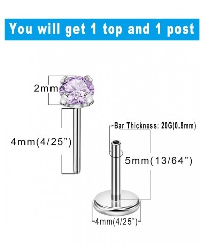 1.5mm-4mm Zircon Surgical Steel Cartilage Stud with 20g 5mm 6mm 8mm 10mm Press Fit Threadless Push Pop in Labret Post Lip For...