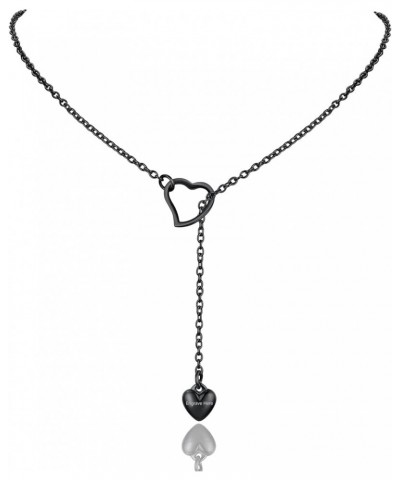 Can Custom Women Chic Y Necklace Choker-Stainless Steel/Gold Plated/Black Send Gift Box Z-engrave-heart-black $10.79 Necklaces