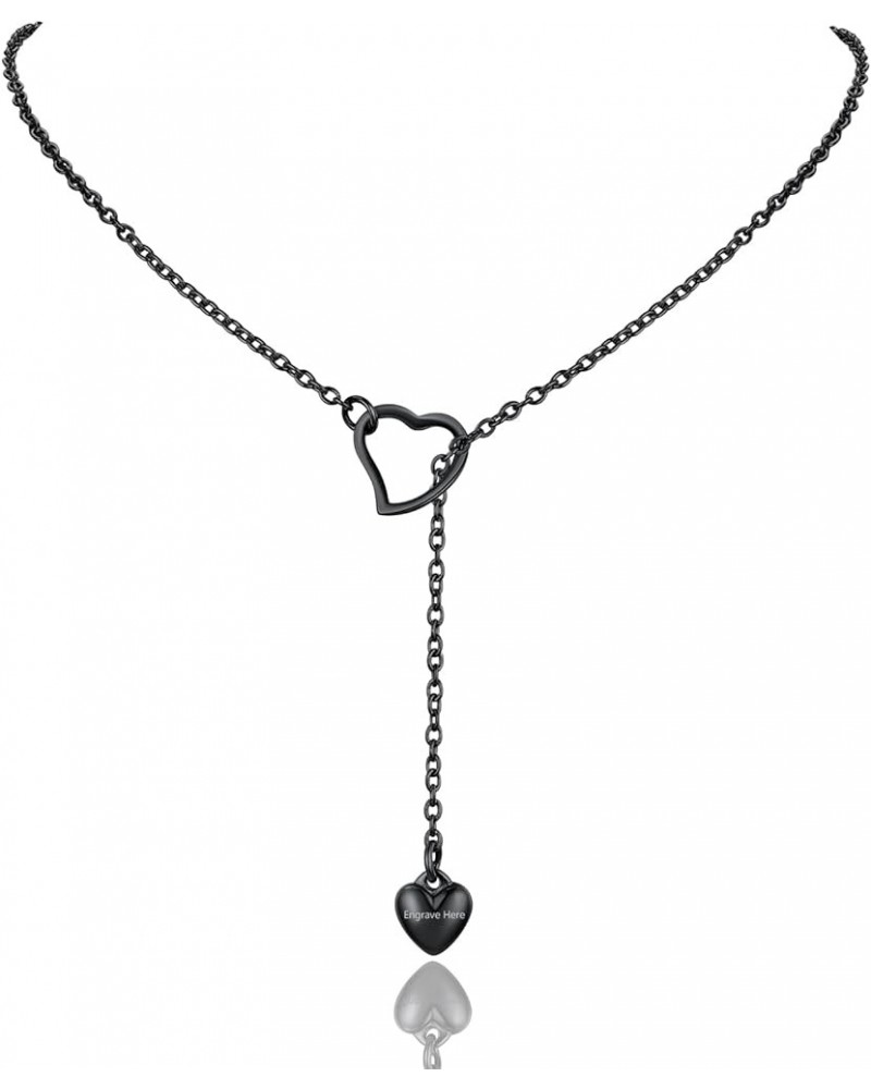 Can Custom Women Chic Y Necklace Choker-Stainless Steel/Gold Plated/Black Send Gift Box Z-engrave-heart-black $10.79 Necklaces