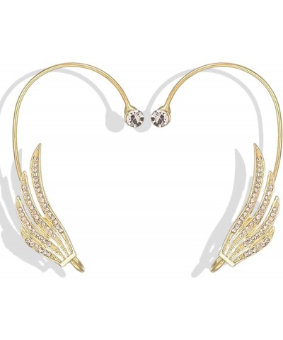 Rhinestone Ear Cuff for Women Climber Ear Wrap Gold Silver Wing Shaped Earrings for Girls gold $8.11 Earrings