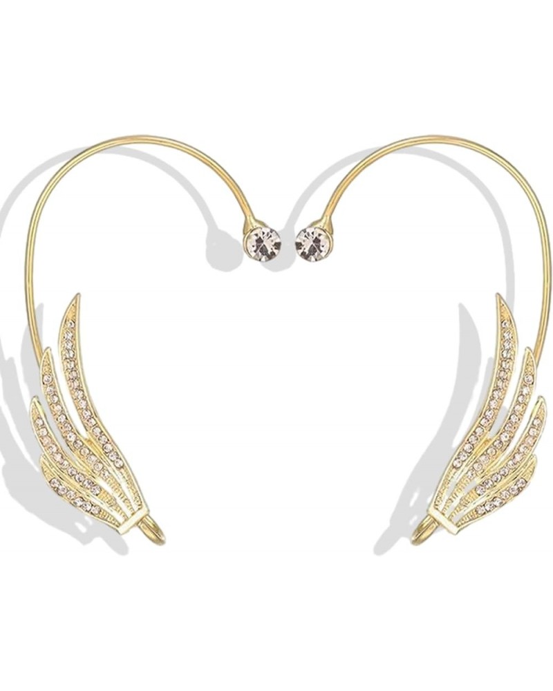 Rhinestone Ear Cuff for Women Climber Ear Wrap Gold Silver Wing Shaped Earrings for Girls gold $8.11 Earrings