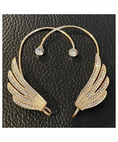 Rhinestone Ear Cuff for Women Climber Ear Wrap Gold Silver Wing Shaped Earrings for Girls gold $8.11 Earrings