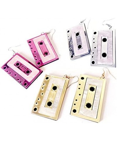 Personality Cassette Tape Dangle Earrings Acrylic Punk Funny Earrings for Women Girls 3 Pairs $6.15 Earrings