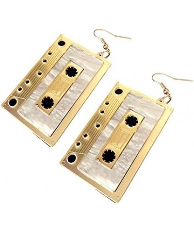 Personality Cassette Tape Dangle Earrings Acrylic Punk Funny Earrings for Women Girls 3 Pairs $6.15 Earrings