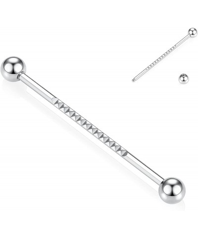 Industrial Bar Industrial Piercing Jewelry 14G Industrial Barbell Surgical Steel for Women Men With CZ/Pyramid/Cross Surface ...