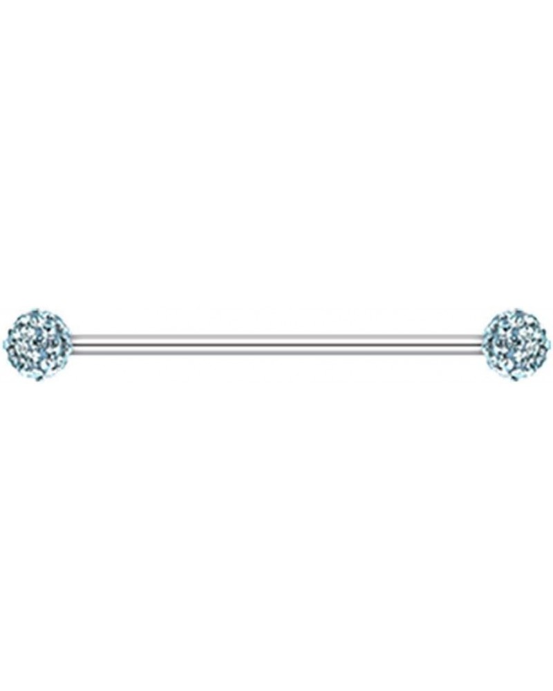 Multi-Sprinkle Dot Multi Gem Industrial Barbell 14 GA, L: 38mm, 6mm Ball Size, Aqua $9.03 Body Jewelry