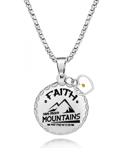 Stainless Steel Christian Coin Pendant Necklace Faith Can Move Mountains Matthew 17:20 with Mustard Seed Charms Heart $8.24 N...