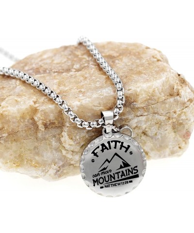 Stainless Steel Christian Coin Pendant Necklace Faith Can Move Mountains Matthew 17:20 with Mustard Seed Charms Heart $8.24 N...