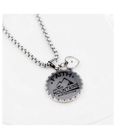 Stainless Steel Christian Coin Pendant Necklace Faith Can Move Mountains Matthew 17:20 with Mustard Seed Charms Heart $8.24 N...