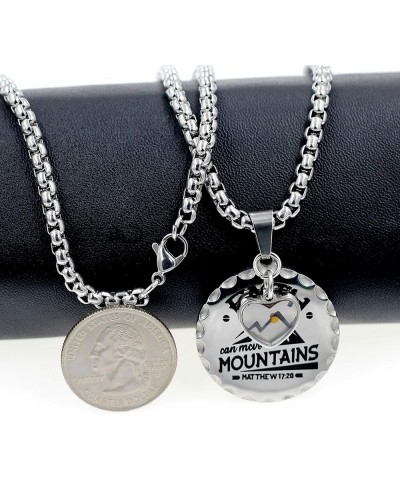 Stainless Steel Christian Coin Pendant Necklace Faith Can Move Mountains Matthew 17:20 with Mustard Seed Charms Heart $8.24 N...