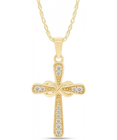 1/10 Carat Lab Created Moissanite Diamond Cross Necklace 14k Gold Plated 925 Sterling Silver Infinity Pendant Religious Jewel...