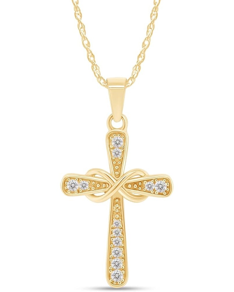 1/10 Carat Lab Created Moissanite Diamond Cross Necklace 14k Gold Plated 925 Sterling Silver Infinity Pendant Religious Jewel...