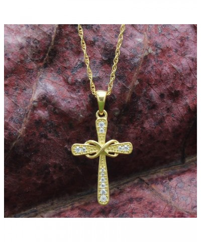 1/10 Carat Lab Created Moissanite Diamond Cross Necklace 14k Gold Plated 925 Sterling Silver Infinity Pendant Religious Jewel...