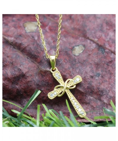 1/10 Carat Lab Created Moissanite Diamond Cross Necklace 14k Gold Plated 925 Sterling Silver Infinity Pendant Religious Jewel...