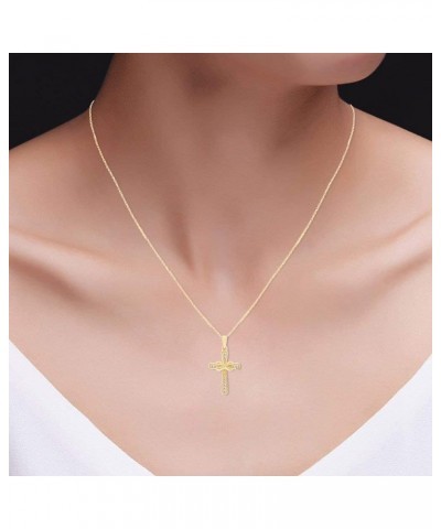 1/10 Carat Lab Created Moissanite Diamond Cross Necklace 14k Gold Plated 925 Sterling Silver Infinity Pendant Religious Jewel...