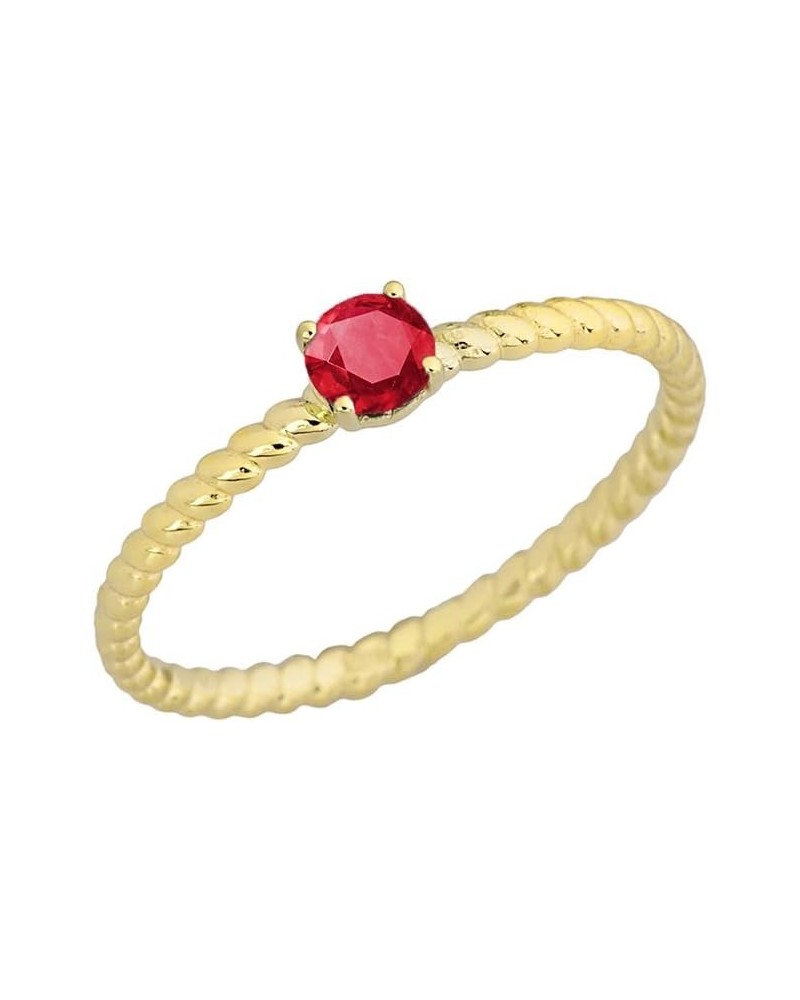 Dainty 10k Yellow Gold Stackable Ruby Solitaire Rope Engagement/Promise Ring $44.62 Rings