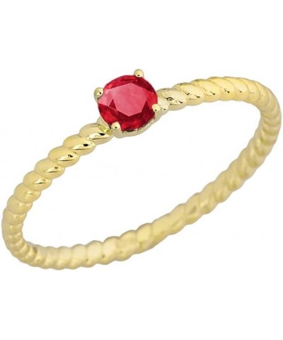 Dainty 10k Yellow Gold Stackable Ruby Solitaire Rope Engagement/Promise Ring $44.62 Rings