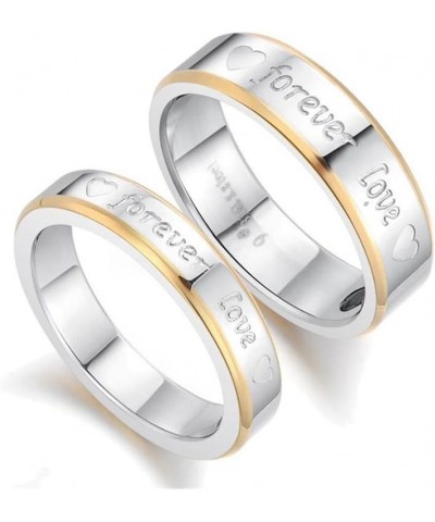 2pcs "Forever Love" Stainless Steel Promise Rings for Couple Wedding Engagement Band (Pack in Box) Men Size 10 & Women Size 5...