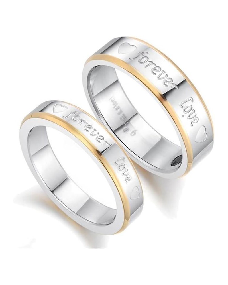 2pcs "Forever Love" Stainless Steel Promise Rings for Couple Wedding Engagement Band (Pack in Box) Men Size 10 & Women Size 5...