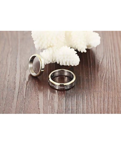 2pcs "Forever Love" Stainless Steel Promise Rings for Couple Wedding Engagement Band (Pack in Box) Men Size 10 & Women Size 5...