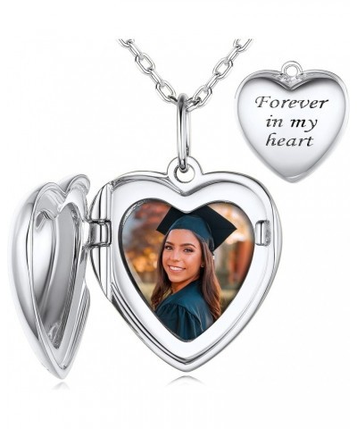 Personalized Locket Necklace for Women Heart Silver Locket Necklace That Holds Picture Keep Memorial Chain 16-22 Inch Custom ...