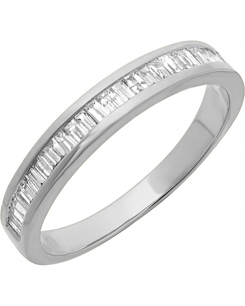 0.13 Carat (ctw) Baguette Cut White Diamond Ladies Stackable Anniversary Wedding Band, 10K Gold Ring Size 5 in 10K White Gold...