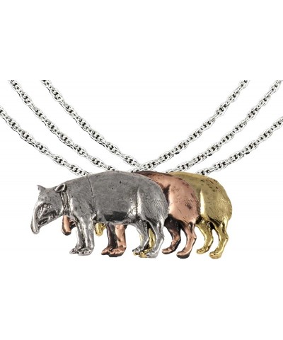 Handcrafted Exotic Pendant Necklace Gift - Elephants, Gorilla, Lion, Tiger, Tapir - Pewter, Copper, Gold - Includes 24 Inch S...