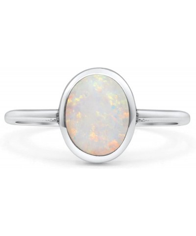 Oval Fashion Petite Dainty Thumb Ring Lab Created Opal Solid 925 Sterling Silver Lab Created White Opal $9.02 Rings