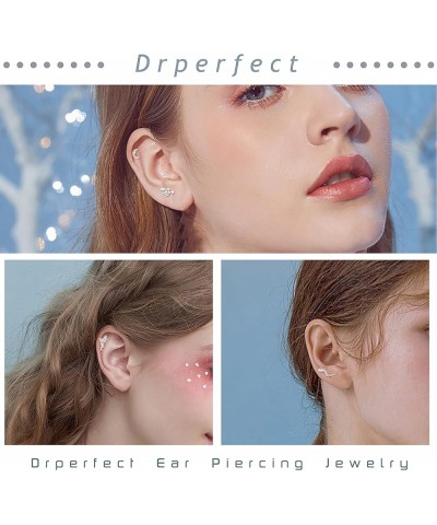 Cartilage Stud Earrings for Women Stainless Steel CZ Flower Moon Star Snake Cartilage Earrings Conch Helix Tragus Piercings J...