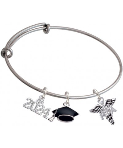 Silvertone Caduceus - Therapist - Silvertone Class of 2024 Graduation Charm Bangle Bracelet PTA $22.41 Bracelets