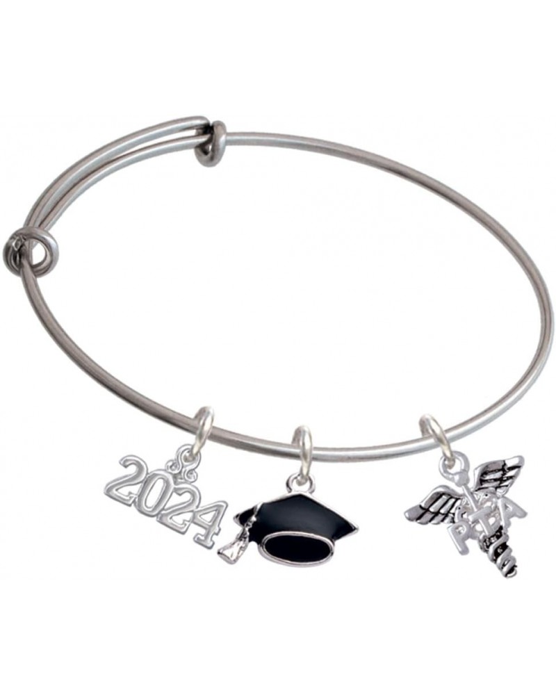 Silvertone Caduceus - Therapist - Silvertone Class of 2024 Graduation Charm Bangle Bracelet PTA $22.41 Bracelets