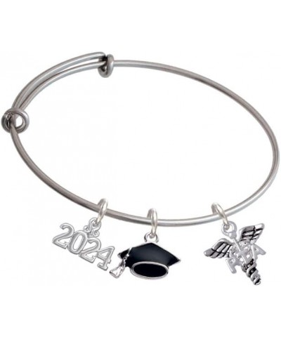 Silvertone Caduceus - Therapist - Silvertone Class of 2024 Graduation Charm Bangle Bracelet PTA $22.41 Bracelets