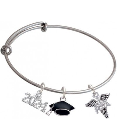 Silvertone Caduceus - Therapist - Silvertone Class of 2024 Graduation Charm Bangle Bracelet PTA $22.41 Bracelets