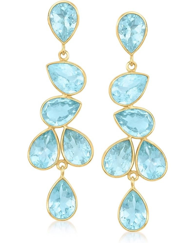 Multi-Gemstone Drop Earrings in 18kt Gold Over Sterling Sky Blue Topaz $31.70 Earrings