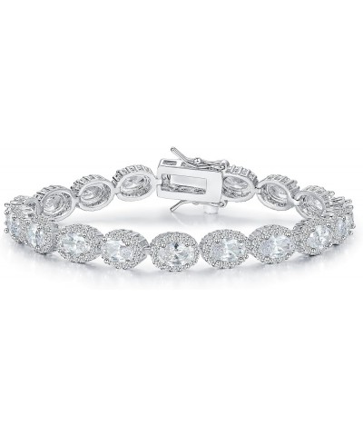 18K White Gold Heart Tennis Bracelet for Women Heart Cubic Zirconias, Size 6-8 inches Oval - 7.5 inch $13.43 Bracelets