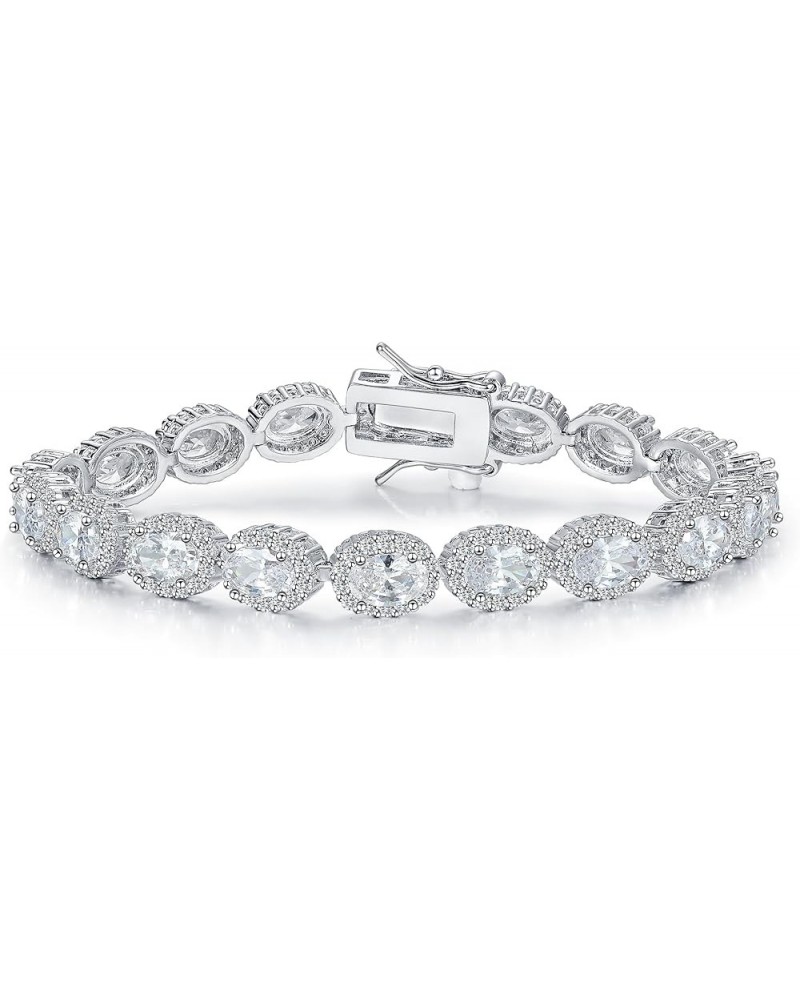 18K White Gold Heart Tennis Bracelet for Women Heart Cubic Zirconias, Size 6-8 inches Oval - 7.5 inch $13.43 Bracelets