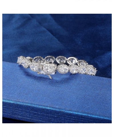 18K White Gold Heart Tennis Bracelet for Women Heart Cubic Zirconias, Size 6-8 inches Oval - 7.5 inch $13.43 Bracelets