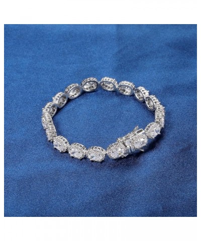 18K White Gold Heart Tennis Bracelet for Women Heart Cubic Zirconias, Size 6-8 inches Oval - 7.5 inch $13.43 Bracelets